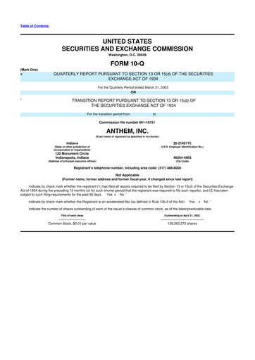 Vorschaubild Elevance Health 10-Q Quartalsbericht  