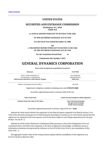 Thumbnail General Dynamics 10-K Annual Report 