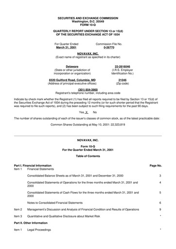 Thumbnail Novavax 10-Q Quarterly Report FY 