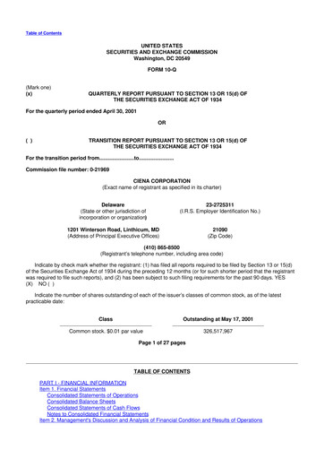 Thumbnail Ciena 10-Q Quarterly Report FY 