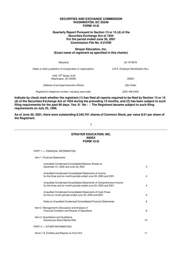 Miniature Strategic Education
 10-Q Rapport trimestriel  