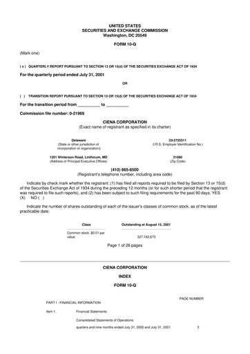 Thumbnail Ciena 10-Q Quarterly Report FY 