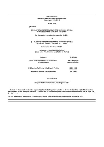 Thumbnail General Dynamics 10-Q Quarterly Report FY 