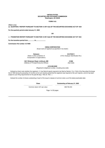 Thumbnail Ciena 10-Q Quarterly Report FY 
