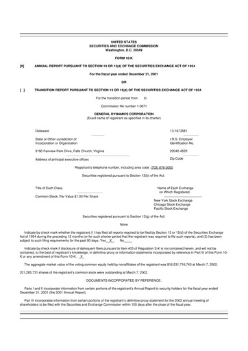 Miniature General Dynamics 10-K Rapport annuel 2001