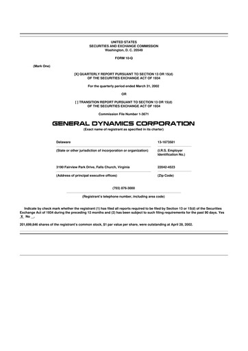 Thumbnail General Dynamics 10-Q Quarterly Report FY 