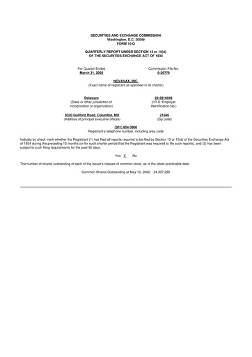 Thumbnail Novavax 10-Q Quarterly Report FY 