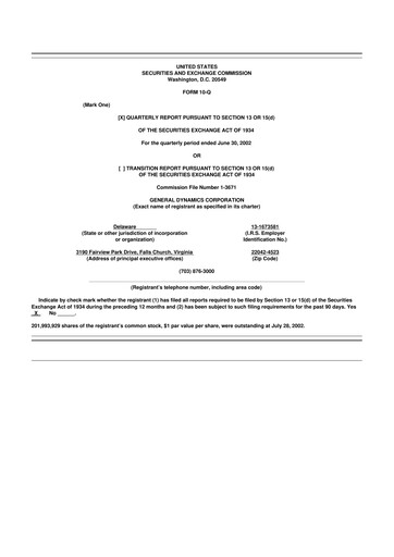 Thumbnail General Dynamics 10-Q Quarterly Report FY 