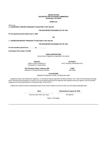 Thumbnail Ciena 10-Q Quarterly Report FY 