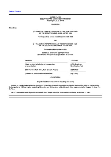 Thumbnail General Dynamics 10-Q Quarterly Report FY 