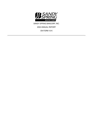 Thumbnail Sandy Spring Bank 10-K Annual Report 