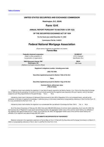 Miniature Fannie Mae
 10-K Rapport annuel 