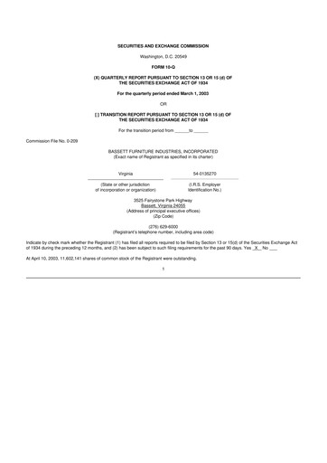 Thumbnail Bassett Furniture 10-Q Quarterly Report FY 