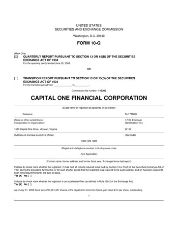 Thumbnail Capital One 10-Q Quarterly Report FY 