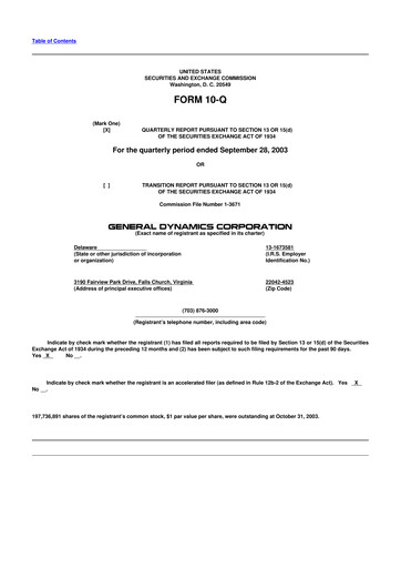 Thumbnail General Dynamics 10-Q Quarterly Report FY 