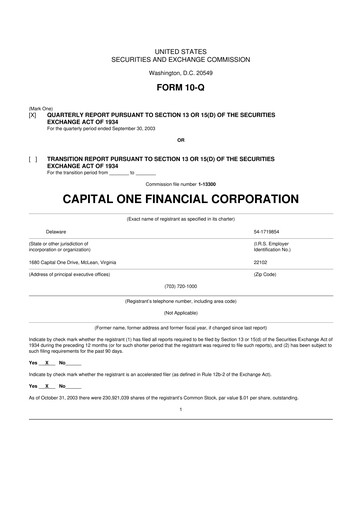 Thumbnail Capital One 10-Q Quarterly Report FY 