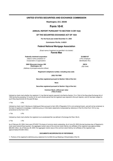 Miniature Fannie Mae
 10-K Rapport annuel 