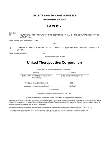 Thumbnail United Therapeutics 10-Q Quarterly Report FY 