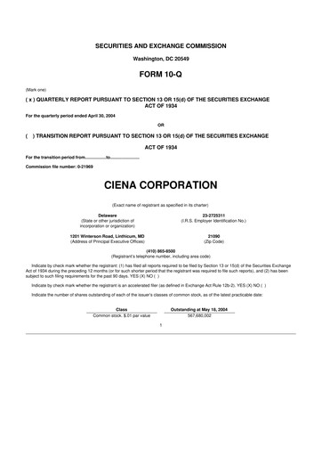 Thumbnail Ciena 10-Q Quarterly Report FY 