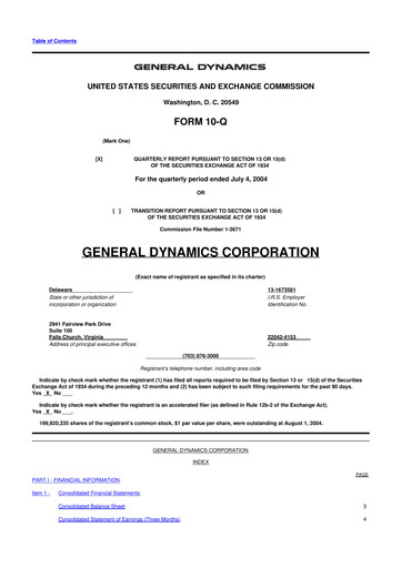 Thumbnail General Dynamics 10-Q Quarterly Report FY 