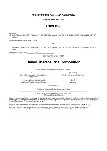 Thumbnail United Therapeutics 10-Q Quarterly Report FY 