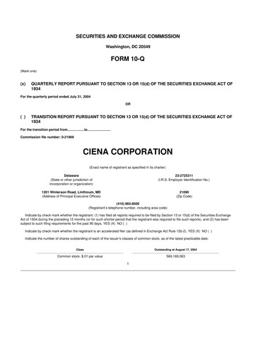 Thumbnail Ciena 10-Q Quarterly Report FY 