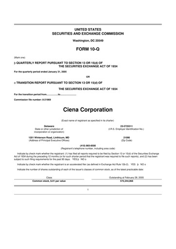 Thumbnail Ciena 10-Q Quarterly Report FY 