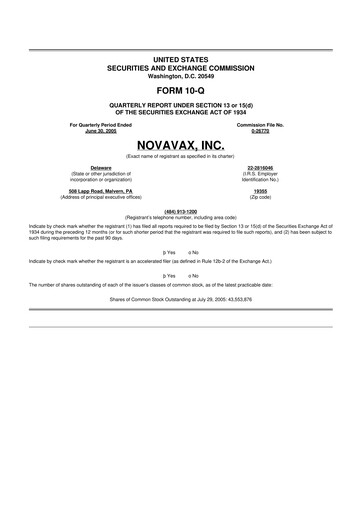 Thumbnail Novavax 10-Q Quarterly Report FY 