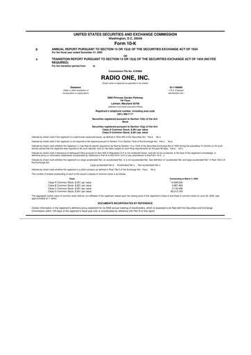 Thumbnail Urban One
 10-K Annual Report 