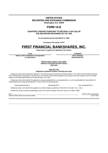 Thumbnail First Financial Bankshares 10-Q Quarterly Report FY 