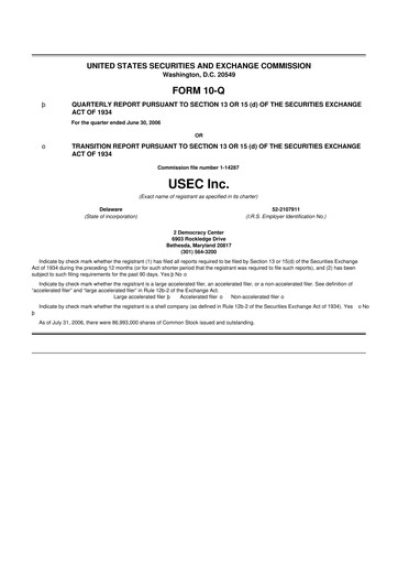 Miniature Centrus Energy 10-Q Rapport trimestriel  