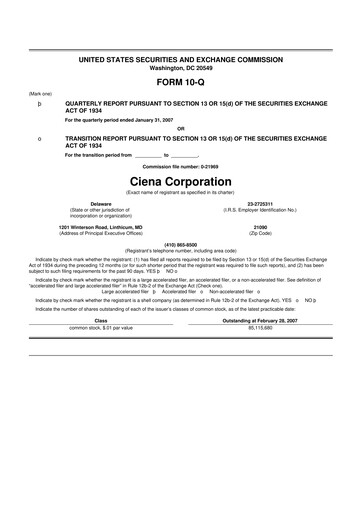 Thumbnail Ciena 10-Q Quarterly Report FY 