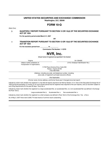 Vorschaubild NVR 10-Q Quartalsbericht  