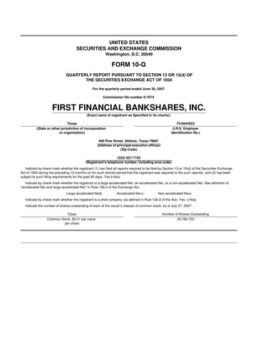 Thumbnail First Financial Bankshares 10-Q Quarterly Report FY 
