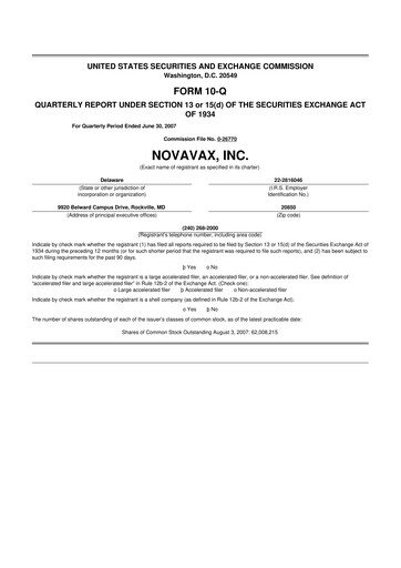 Thumbnail Novavax 10-Q Quarterly Report FY 