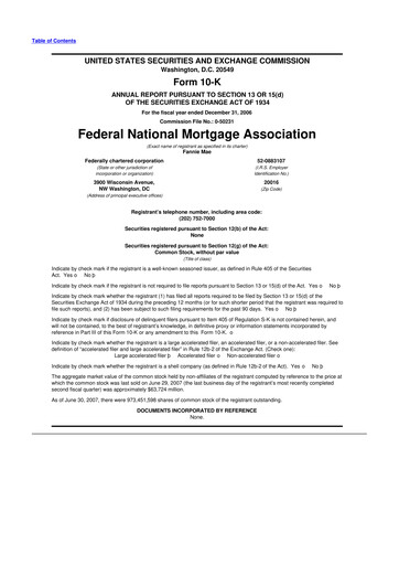 Miniature Fannie Mae
 10-K Rapport annuel 