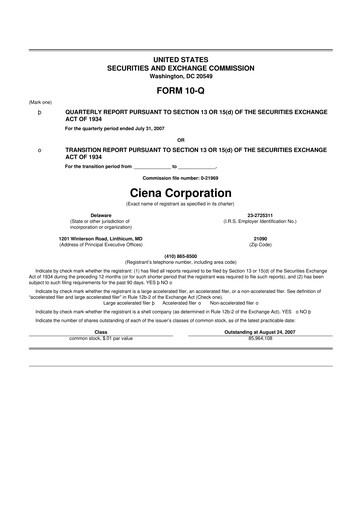 Thumbnail Ciena 10-Q Quarterly Report FY 