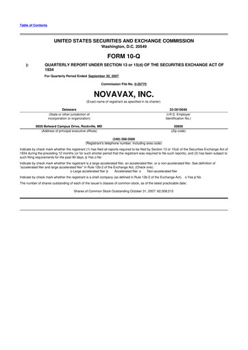 Thumbnail Novavax 10-Q Quarterly Report FY 