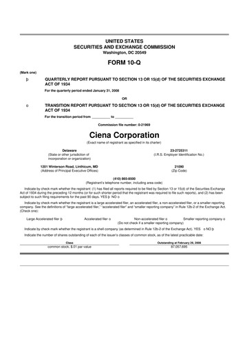 Thumbnail Ciena 10-Q Quarterly Report FY 