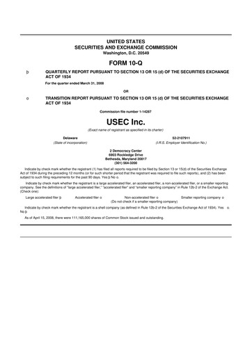 Miniature Centrus Energy 10-Q Rapport trimestriel  