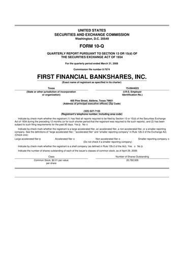 Thumbnail First Financial Bankshares 10-Q Quarterly Report FY 