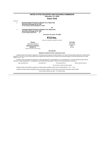 Miniature Stride (K12 Education)
 10-Q Rapport trimestriel  