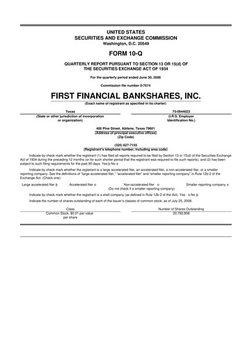 Thumbnail First Financial Bankshares 10-Q Quarterly Report FY 