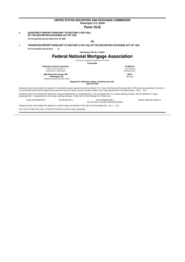 Miniature Fannie Mae
 10-Q Rapport trimestriel  