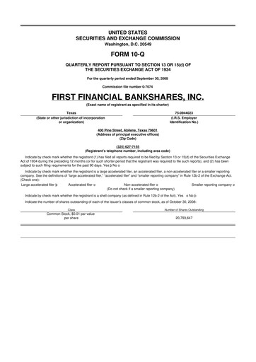 Thumbnail First Financial Bankshares 10-Q Quarterly Report FY 