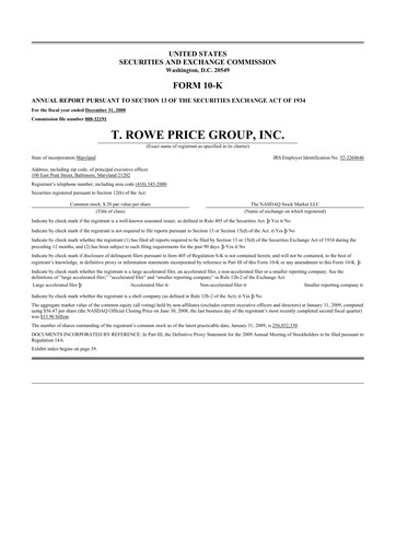 Thumbnail T. Rowe Price
 10-K Annual Report 