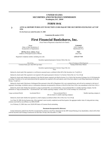 Thumbnail First Financial Bankshares 10-K Annual Report 
