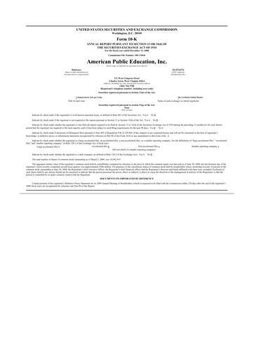 Vorschaubild American Public Education 10-K Jahresbericht 