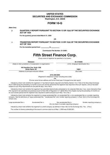 Thumbnail Oaktree Specialty Lending Corporation 10-Q Quarterly Report FY 