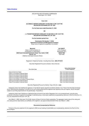 Thumbnail Aimco 10-K Annual Report 2001
